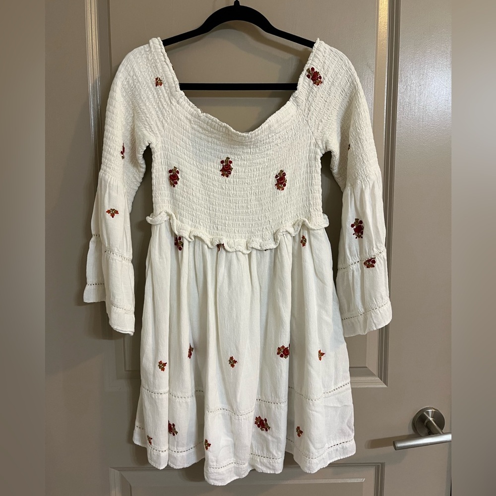 Free People Counting Daisies Embroidered Off the Shoulder Dress Size L - Picture 3 of 11